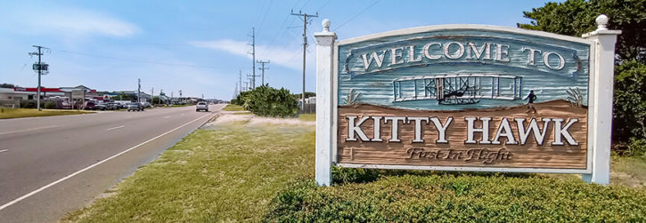 Welcome to Kitty Hawk Town Sign