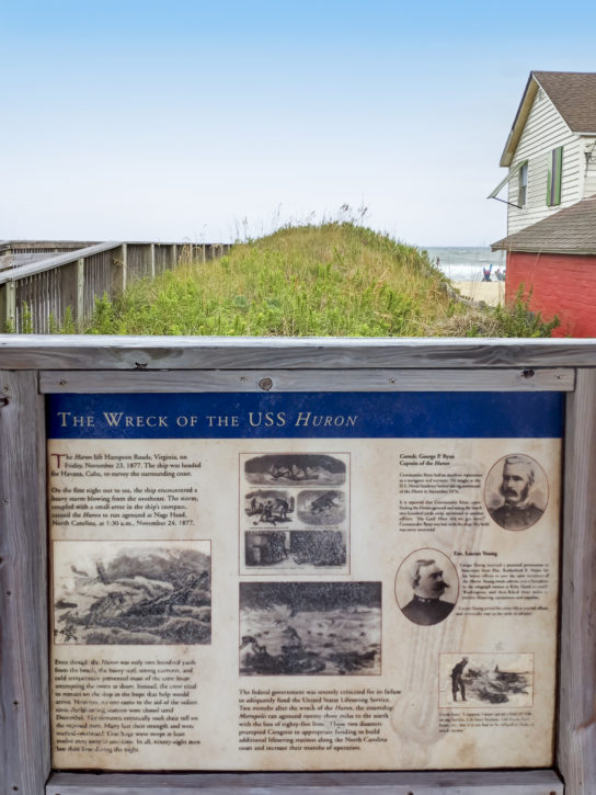 The USS Huron Wreck Beach Sign