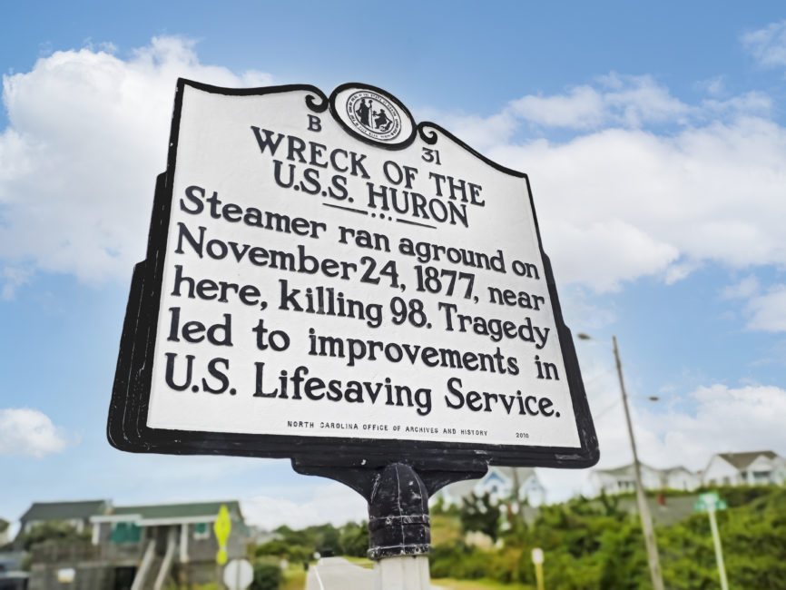 Wreck of the USS Huron Street Sign Outer Banks