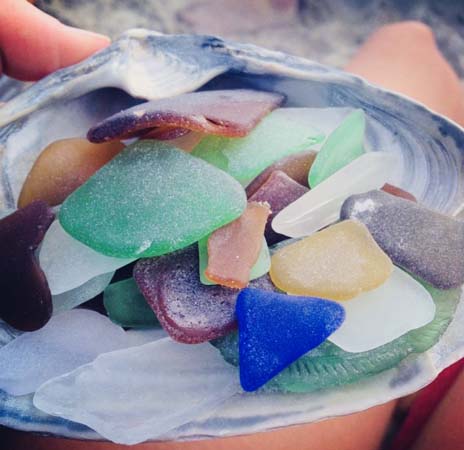 sea glass hunting on OBX