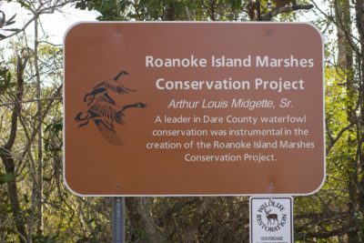 Roanoke Island Marshes Midgett Impoundment Sign